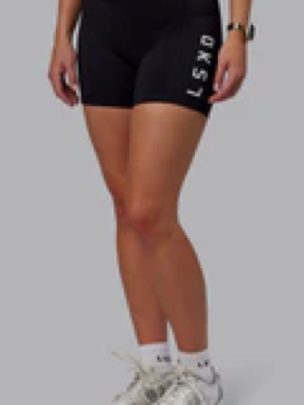 Women's Black Bike Shorts With Side Logo